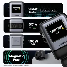 მობილურის დამტენი UGREEN X688 (45515B) Nexode Uno RobotGaN, 100W, USB, Type-C, Phone Charger, Grey, 6 image