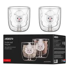 ჭიქების ნაკრები Ardesto AR2630BWL, 300ml, 2pcs, Double Wall Mug Set, Transparent, 3 image