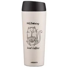თერმოსი Ardesto AR2645WC Coffee Time Meowning, 450ml, Thermos, Beige