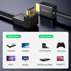 HDMI კაბელი UGREEN HD103 (10172), 4K HDMI Cable Male to Male, 90 Degree, 1m, Black, 3 image