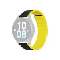 სმარტ საათის სამაჯური DUX DUCIS YA Series 43mm Genuine Cow Leather Strap 20mm Watch Band - Black+Yellow, 2 image