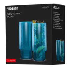 ჭიქების ნაკრები Ardesto AR2638SBL, 380ml, 2pcs, Long Glasses Set, Blue, 5 image