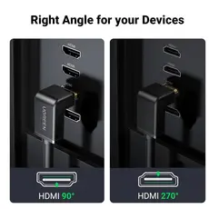 HDMI კაბელი UGREEN HD103 (10172), 4K HDMI Cable Male to Male, 90 Degree, 1m, Black, 4 image