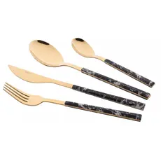დანა ჩანგლის ნაკრები Ardesto AR1916MBS Gemini Marmo, 16pcs, Cutlery Set, Golden/Black, 2 image