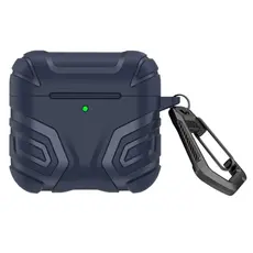 ყურსასმენის ქეისი TVC AirPods 4 Case Split Design Soft TPU Shockproof Earphone Cover with Carabiner - Dark Blue