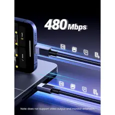 USB კაბელი UGREEN L512 (45064), 100W, Type-C to Type-C PD Fast Charging Cable, 2m, Space Gray, 3 image