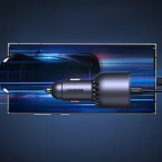 მანქანის დამტენი UGREEN EC705 (35025), 130W, Type-C, USB-A, 3-Port Fast Car Charger, Grey, 4 image