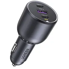 მანქანის დამტენი UGREEN EC705 (35025), 130W, Type-C, USB-A, 3-Port Fast Car Charger, Grey, 2 image