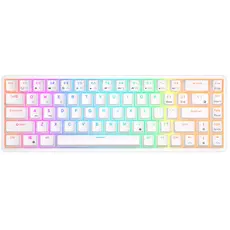 კლავიატურა Royal Kludge RK G68 RGB Mechanical Keyboard, Red switch, Hot Swappable, Wireless, USB Type-C, 2.4 GHz, Bluetooth, White, 2 image