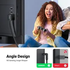 HDMI კაბელი UGREEN HD103 (10173), 4K HDMI Cable Male to Male, 90 Degree, 2m, Black, 5 image