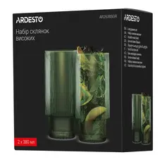ჭიქების ნაკრები Ardesto AR2638SGR, 380ml, 2pcs, Long Glasses Set, Green, 4 image