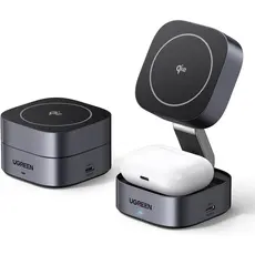 უსადენო დამტენი UGREEEN W702 (35316) MagFlow Qi2, 25W, Magnetic Foldable Charging Station, Dark Gray, 2 image
