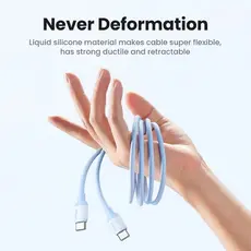 USB კაბელი UGREEN US563 (45180), 60W, Type-C to Type-C PD Fast Charging Silicone Cable, 1m, Purple, 5 image