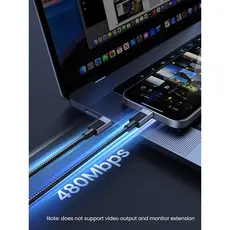 USB კაბელი UGREEN L513 (45067), 240W, Type-C to Type-C PD Fast Charging Cable, 1m, Space Gray, 3 image