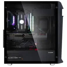 ქეისი Zalman PC case Z1 Plus without PSU, 2xUSB3.0, 1xUSB2.0, 3x120mm, VGA 385mm, LCS ready, TG Side Panel, ATX, black, 5 image