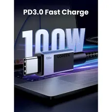 USB კაბელი UGREEN L512 (45064), 100W, Type-C to Type-C PD Fast Charging Cable, 2m, Space Gray, 5 image