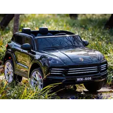 ბავშვის ელექტრო მანქანა porsche WN-608-BLACK, ტყავის სავარძლით