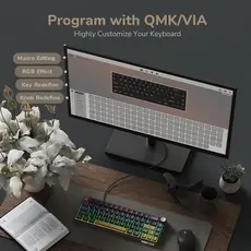 კლავიატურა Royal Kludge RK R65 RGB Mechanical Keyboard, Chartreuse switch, Hot Swappable, Type-C wired, Phantom, 6 image