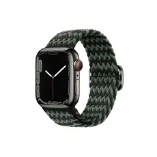 სმარტ საათის სამაჯური TVC Apple Watch Series 10 42mm / 9 8 7 41mm / SE (2023) SE (2022) SE 6 5 4 40mm / 3 2 1 38mm Watch Band Braided Nylon Strap - W-Shape Black+Green