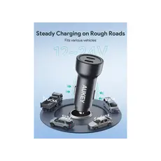 ავტომობილის უსადენო დამტენი Aukey 65W CC-Y23 Enduro Type-C Dual 2-Port Car Charger - Gray, 7 image