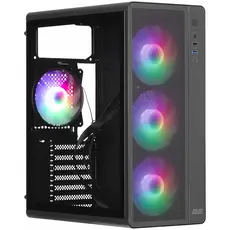 კომპიუტერის ქეისი 2E-V510B, PC case 2E GAMING Credo Plus V510B without PSU, 1xUSB3.0, 1х USB 2.0, 1xUSB Type-C, 4x120mm RGB Rainbow, VGA 310mm, TG Side Panel, ATX, black, 2 image