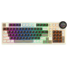 კლავიატურა Royal Kludge RK N99 RGB Mechanical Keyboard, Violet Switch, Hot Swappable, Wireless, USB, Bluetooth, 2.4GHz, Mocha Grey