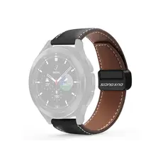 სმარტ საათის სამაჯური DUX DUCIS YA Series 43mm Genuine Cow Leather Strap 20mm Watch Band - Black, 3 image