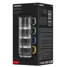 ჭიქების ნაკრები Ardesto Set of cups 350ml, 4pcs, borosilicate glass, transparent, 6 image