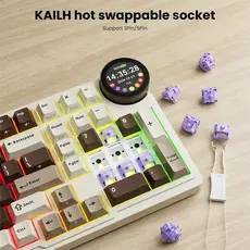 კლავიატურა Royal Kludge RK N99 RGB Mechanical Keyboard, Violet Switch, Hot Swappable, Wireless, USB, Bluetooth, 2.4GHz, Mocha Grey, 4 image