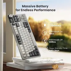 კლავიატურა Royal Kludge RK S85 RGB Mechanical Keyboard, Cloud Switch, Hot Swappable, Wireless, Type-C, Bluetooth, 2.4GHz, White Night, 7 image