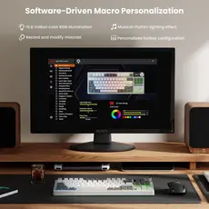 კლავიატურა Royal Kludge RK S85 RGB Mechanical Keyboard, Cloud Switch, Hot Swappable, Wireless, Type-C, Bluetooth, 2.4GHz, White Night, 8 image