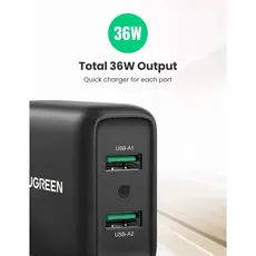 მობილურის დამტენი UGREEN CD161 (10216), 36W, USB, Fast Charger, Black, 5 image