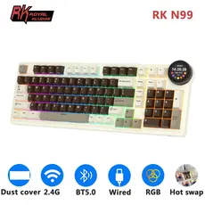 კლავიატურა Royal Kludge RK N99 RGB Mechanical Keyboard, Violet Switch, Hot Swappable, Wireless, USB, Bluetooth, 2.4GHz, Mocha Grey, 5 image