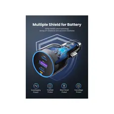 მანქანის დამტენი UGREEN EC703 (35024), 75W, Type-C, USB-A, 3 Port Fast Car Charger, Grey, 7 image