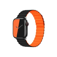 სმარტ საათის სამაჯური TVC KALEBOL Magnetic Watch Band for Apple Watch Series 10 9 8 7 SE 6 5 4 3 2 1 42mm 41mm 40mm 38mm Silicone Adjustable Strap - Black Orange, 2 image