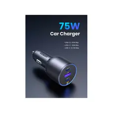 მანქანის დამტენი UGREEN EC703 (35024), 75W, Type-C, USB-A, 3 Port Fast Car Charger, Grey, 3 image