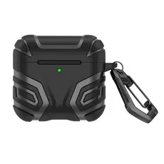 ყურსასმენის ქეისი TVC AirPods 4 Case Split Design Soft TPU Shockproof Earphone Cover with Carabiner - Black
