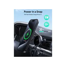 მანქანის უსადენო დამტენი Aukey 15W HD-MC13 Qi2 Wireless Charging Phone Mount - Black, 6 image