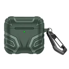 ყურსასმენის ქეისი TVC AirPods 4 Case Split Design Soft TPU Shockproof Earphone Cover with Carabiner - Blackish Green