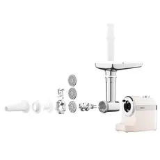 ხორცსაკეპი მანქანა Ardesto meat grinder, 1800W, 2kg/min, 3 cutting plates, sausages nozzle, plastik, beigе-silver, 4 image