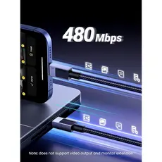 USB კაბელი UGREEN L512 (45063), 100W, Type-C to Type-C PD Fast Charging Cable, 1m, Space Gray, 4 image