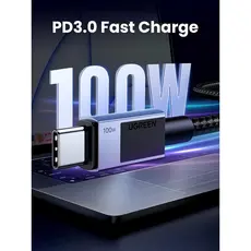 USB კაბელი UGREEN L512 (45063), 100W, Type-C to Type-C PD Fast Charging Cable, 1m, Space Gray, 6 image