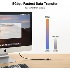 USB დამაგრძელებელი UGREEN US129 (90722), USB 3.0 Male to USB Female, Extension Male Cable, 5m, Black, 5 image