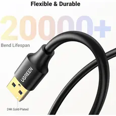 USB დამაგრძელებელი UGREEN US129 (90722), USB 3.0 Male to USB Female, Extension Male Cable, 5m, Black, 4 image