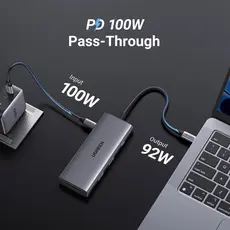 USB-C ჰაბი UGREEN CM498 (15531) Revodok Pro 107, HDMI, USB, SD/TF, Type-C, Hub, Dark Grey, 3 image