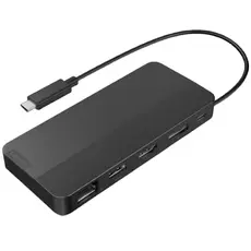 USB-C ჰაბი Lenovo 40B90100EU, HDMI, DP, USB, USB-C, Lan, Dual Display Travel Dock, Black, 2 image