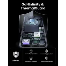 მობილურის დამტენი UGREEN X753 (25356) Nexode Pro, 65W, USB, Type-C, Ultra Slim Travel Adapter, Grey, 5 image