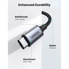 აუდიო ადაპტერი UGREEN CM450 (20192), Type-C Male To 3.5mm Male Audio Cable With Chip, 1m, Black/Grey, 3 image