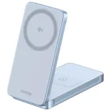 უსადენო დამტენი UGREEN W756 (55963) MagFlow, 25W, 2-in-1 Magnetic Wireless Charger, Blue, 2 image