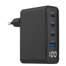 დამტენი Gembird TA-UC-PDQC100LCD-01-BK 4-port 100W GaN USB fast charger LCD Black, 2 image